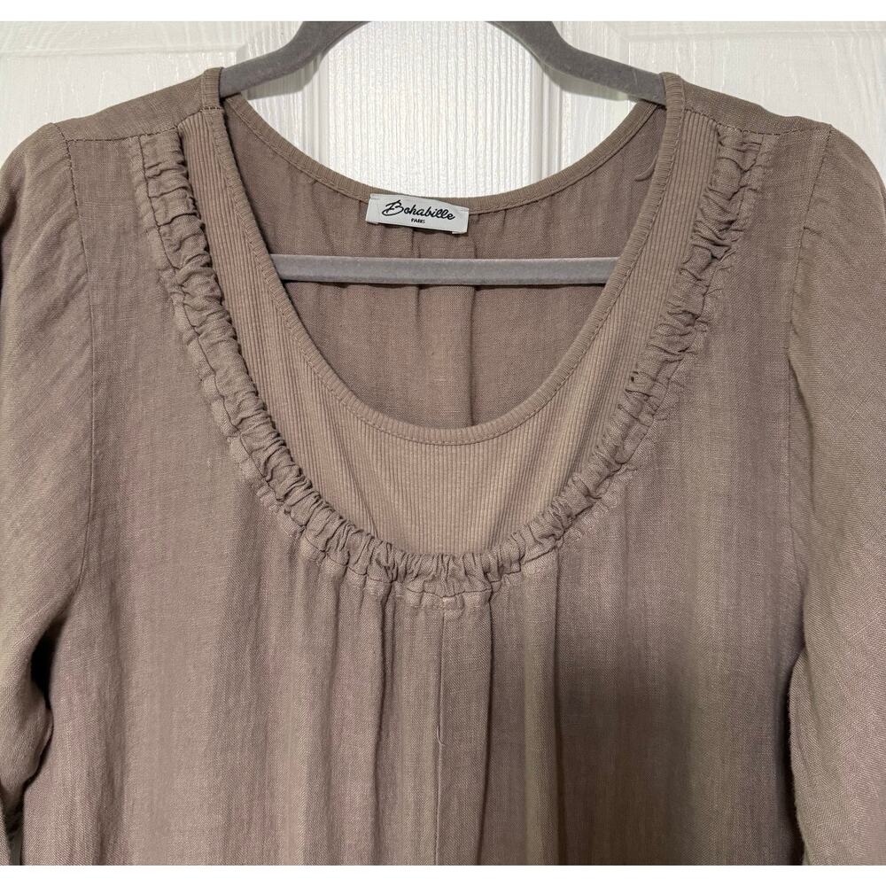 Bohabille Women's Linen Lagenlook Bubble Hem Dress Size Large - Picture 9 of 16